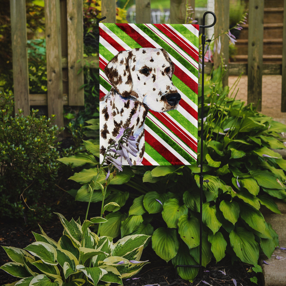 Dalmatian Candy Cane Holiday Christmas Garden Flag Mailbox Decorative Yard Banner Outside Patio Artwork for Flower Beds, Garden Size, Multicolor