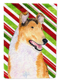 Collie Smooth Candy Cane Holiday Christmas Garden Flag Mailbox Decorative Yard Banner Outside Patio Artwork for Flower Beds, Garden Size, Multicolor
