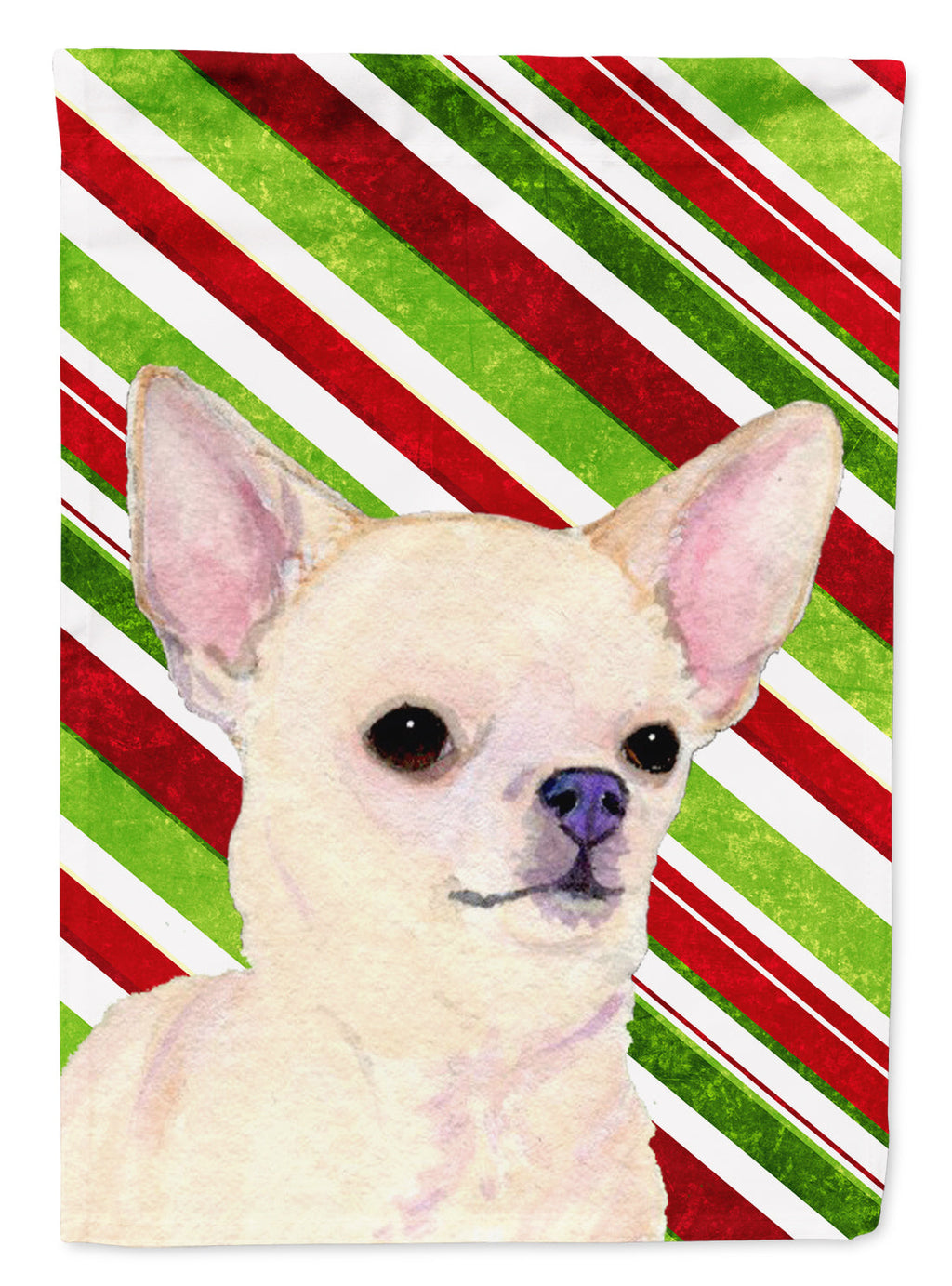 Chihuahua Candy Cane Holiday Christmas Garden Flag Mailbox Decorative Yard Banner Outside Patio Artwork for Flower Beds, Garden Size, Multicolor