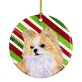 Chihuahua Candy Cane Holiday Christmas Ceramic Ornament Christmas Tree Hanging Decorations for Home Christmas Holiday, Party, Gift, 3 in, Multicolor