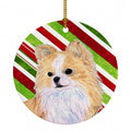 Chihuahua Candy Cane Holiday Christmas Ceramic Ornament Christmas Tree Hanging Decorations for Home Christmas Holiday, Party, Gift, 3 in, Multicolor