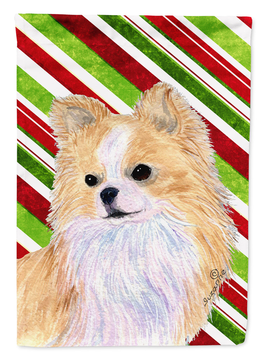 Chihuahua Candy Cane Holiday Christmas Garden Flag Mailbox Decorative Yard Banner Outside Patio Artwork for Flower Beds, Garden Size, Multicolor