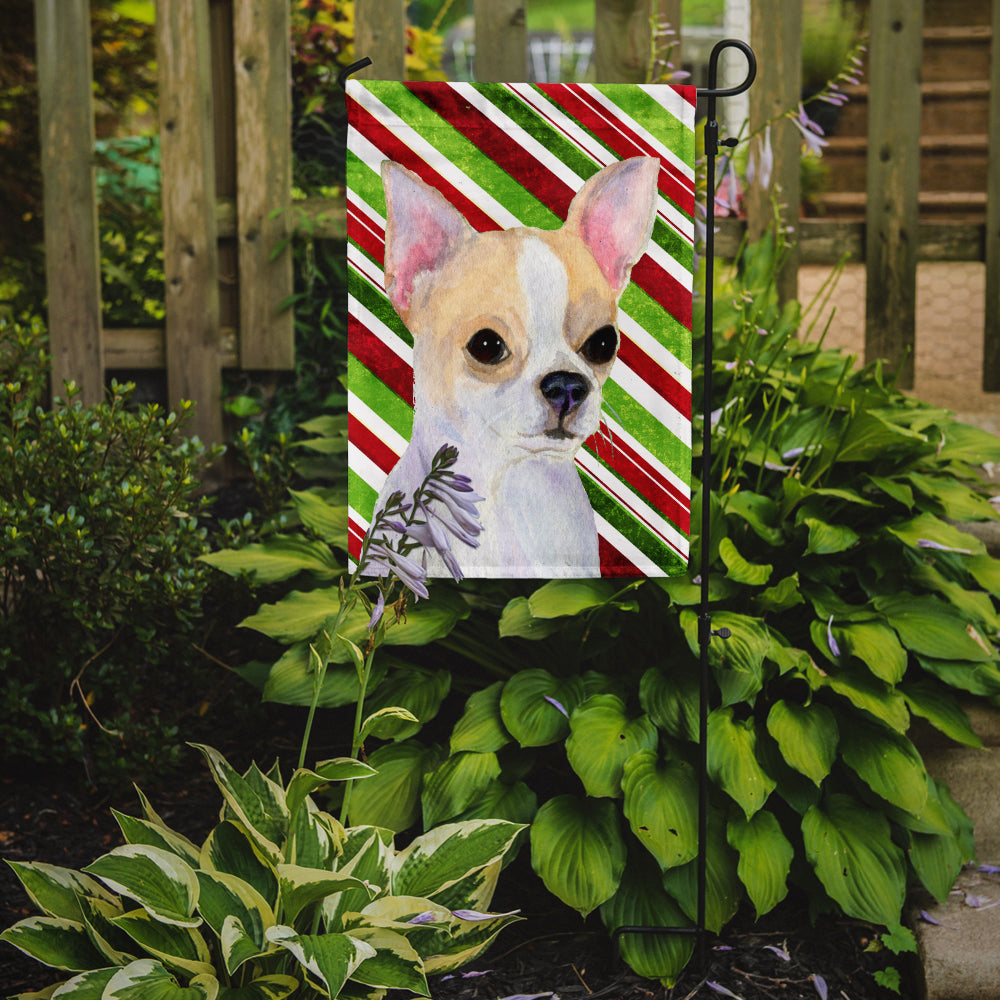 Chihuahua Candy Cane Holiday Christmas Garden Flag Mailbox Decorative Yard Banner Outside Patio Artwork for Flower Beds, Garden Size, Multicolor