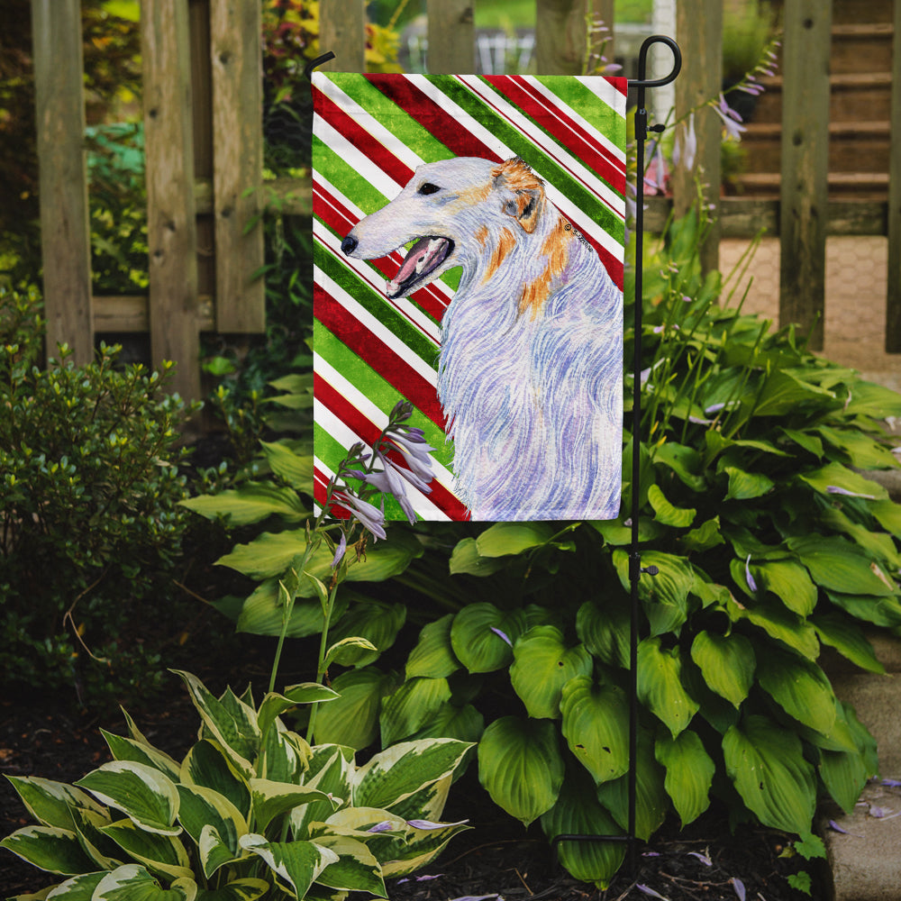 Borzoi Candy Cane Holiday Christmas Garden Flag Mailbox Decorative Yard Banner Outside Patio Artwork for Flower Beds, Garden Size, Multicolor