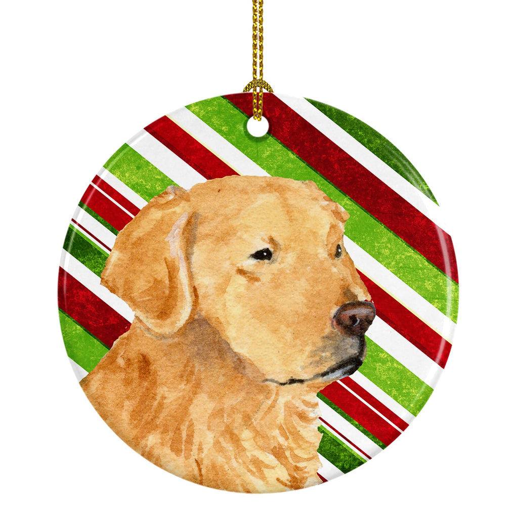 Golden Retriever Candy Cane Holiday Christmas Ceramic Ornament Christmas Tree Hanging Decorations for Home Christmas Holiday, Party, Gift, 3 in, Multicolor