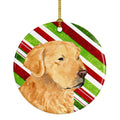 Golden Retriever Candy Cane Holiday Christmas Ceramic Ornament Christmas Tree Hanging Decorations for Home Christmas Holiday, Party, Gift, 3 in, Multicolor