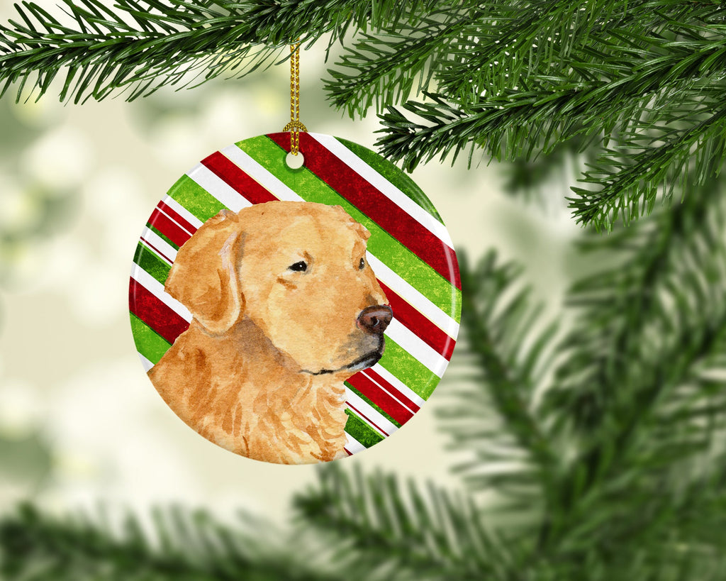 Golden Retriever Candy Cane Holiday Christmas Ceramic Ornament Christmas Tree Hanging Decorations for Home Christmas Holiday, Party, Gift, 3 in, Multicolor