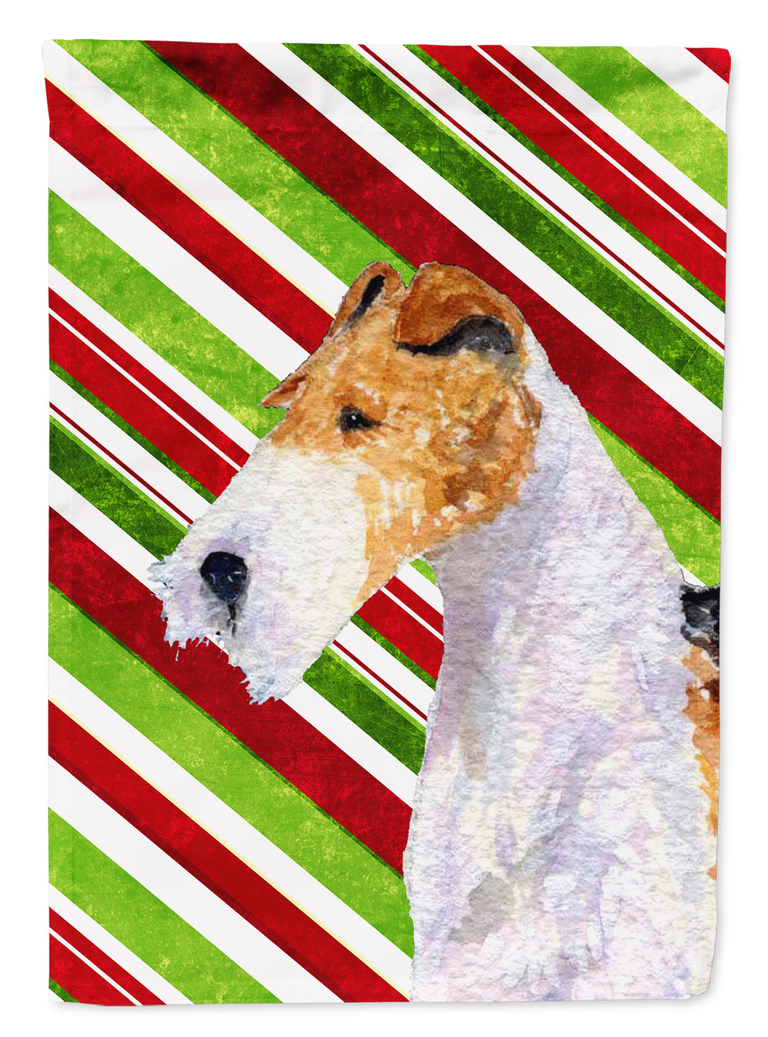 Fox Terrier Candy Cane Holiday Christmas Garden Flag Mailbox Decorative Yard Banner Outside Patio Artwork for Flower Beds, Garden Size, Multicolor