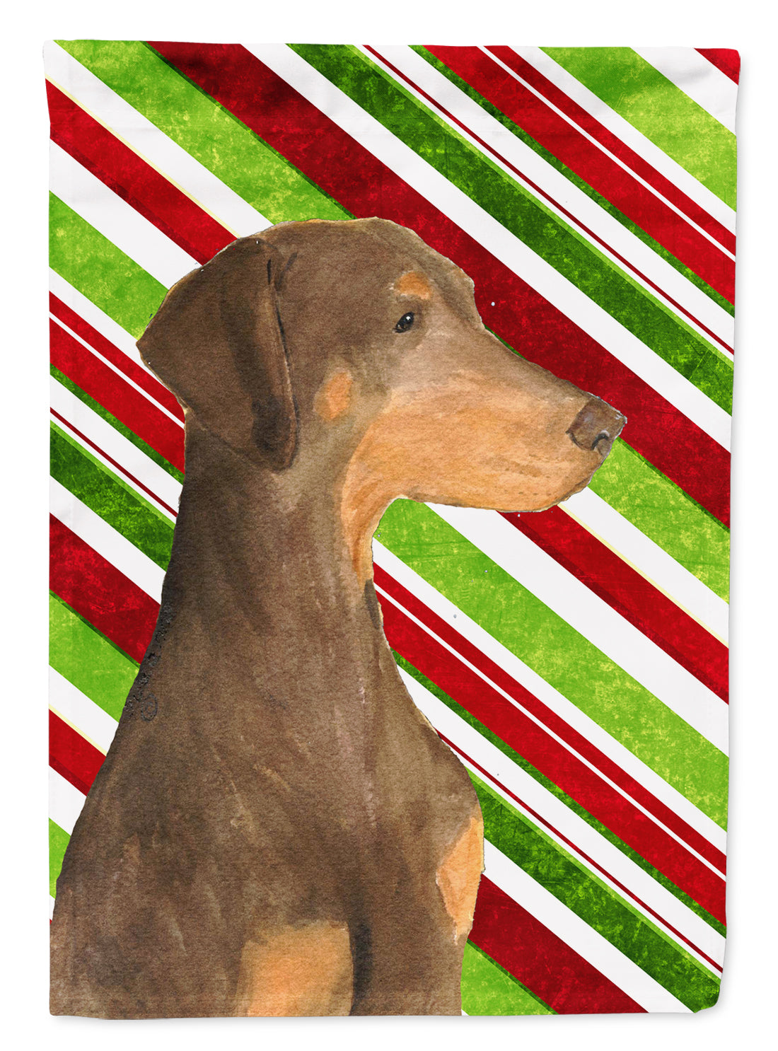 Doberman Candy Cane Holiday Christmas Garden Flag Mailbox Decorative Yard Banner Outside Patio Artwork for Flower Beds, Garden Size, Multicolor