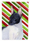 Rat Terrier Candy Cane Holiday Christmas Garden Flag Mailbox Decorative Yard Banner Outside Patio Artwork for Flower Beds, Garden Size, Multicolor