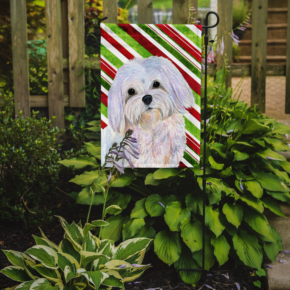 Maltese Candy Cane Holiday Christmas Garden Flag Mailbox Decorative Yard Banner Outside Patio Artwork for Flower Beds, Garden Size, Multicolor
