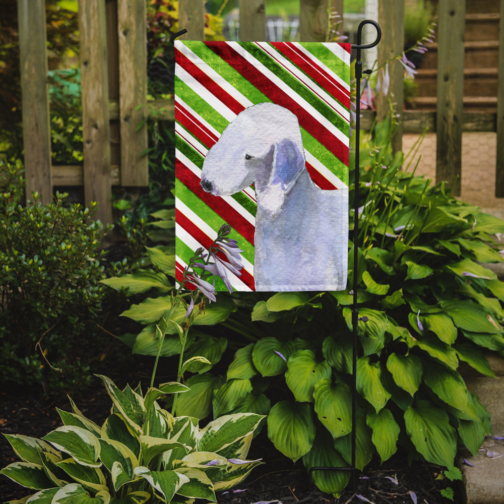 Bedlington Terrier Candy Cane Holiday Christmas Garden Flag Mailbox Decorative Yard Banner Outside Patio Artwork for Flower Beds, Garden Size, Multicolor