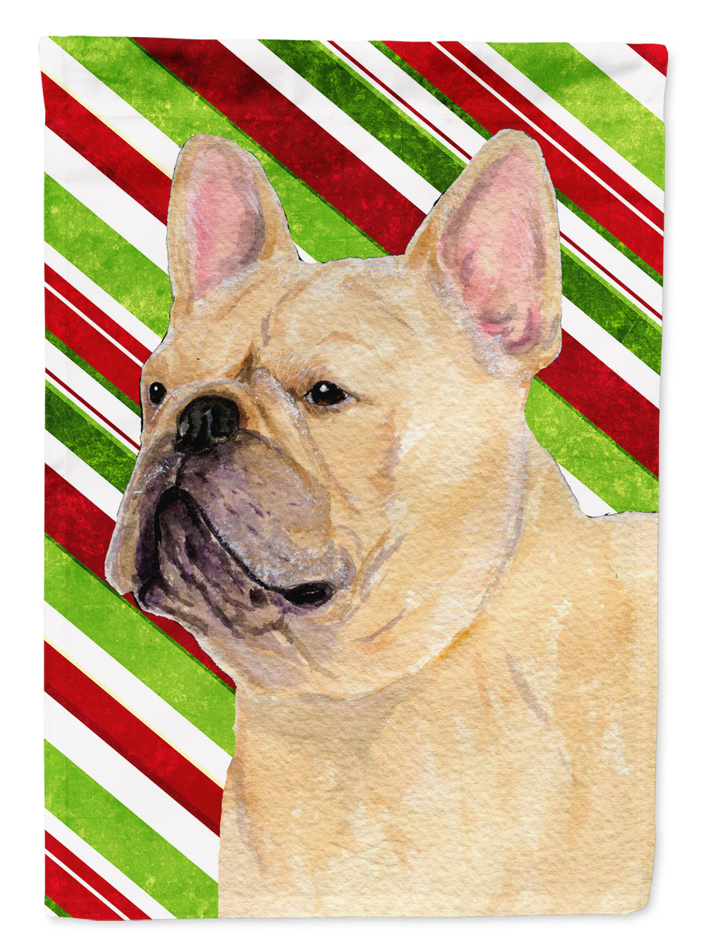 French Bulldog Candy Cane Holiday Christmas Garden Flag Mailbox Decorative Yard Banner Outside Patio Artwork for Flower Beds, Garden Size, Multicolor