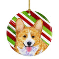 Corgi Candy Cane Holiday Christmas Ceramic Ornament Christmas Tree Hanging Decorations for Home Christmas Holiday, Party, Gift, 3 in, Multicolor