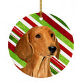 Dachshund Candy Cane Holiday Christmas Ceramic Ornament Christmas Tree Hanging Decorations for Home Christmas Holiday, Party, Gift, 3 in, Multicolor