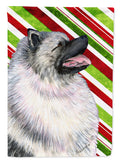 Keeshond Candy Cane Holiday Christmas Garden Flag Mailbox Decorative Yard Banner Outside Patio Artwork for Flower Beds, Garden Size, Multicolor
