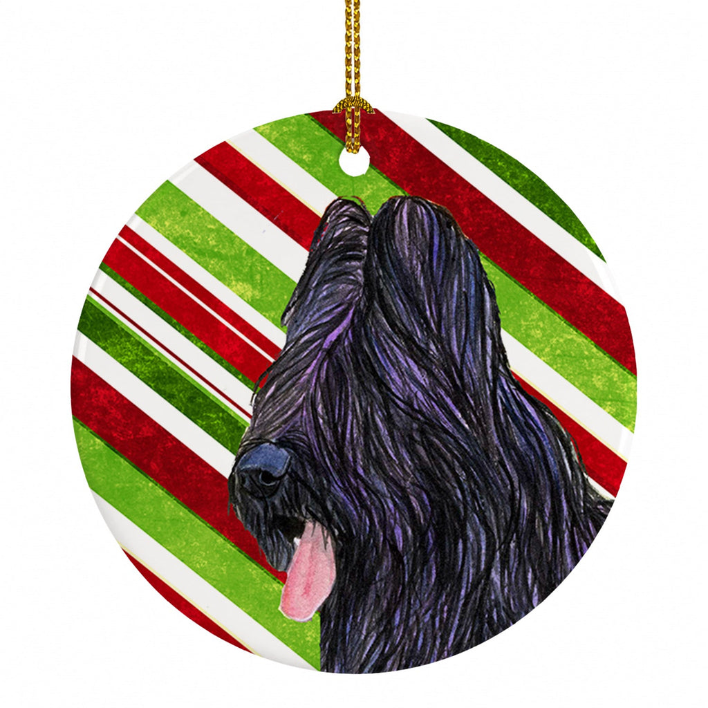 Briard Candy Cane Holiday Christmas Ceramic Ornament Christmas Tree Hanging Decorations for Home Christmas Holiday, Party, Gift, 3 in, Multicolor