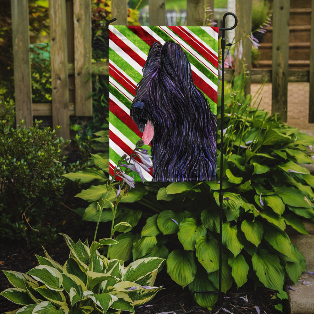 Briard Candy Cane Holiday Christmas Garden Flag Mailbox Decorative Yard Banner Outside Patio Artwork for Flower Beds, Garden Size, Multicolor