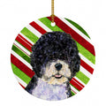 Portuguese Water Dog Candy Cane Holiday Christmas Ceramic Ornament Christmas Tree Hanging Decorations for Home Christmas Holiday, Party, Gift, 3 in, Multicolor