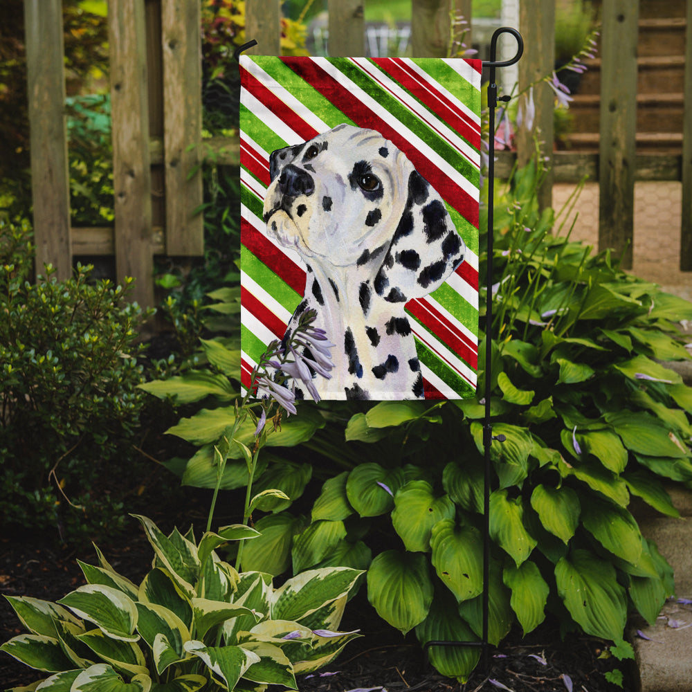 Dalmatian Candy Cane Holiday Christmas Garden Flag Mailbox Decorative Yard Banner Outside Patio Artwork for Flower Beds, Garden Size, Multicolor