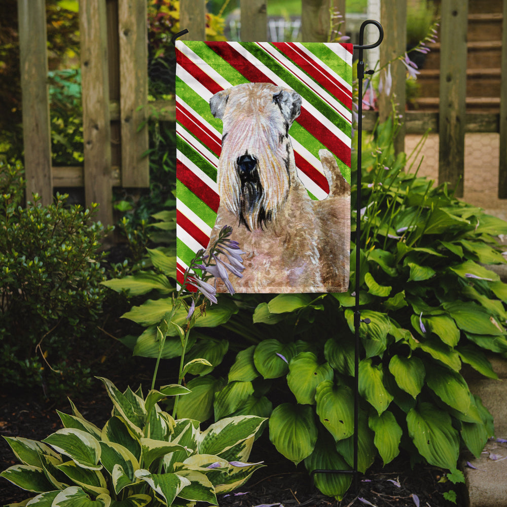 Wheaten Terrier Soft Coated Candy Cane Holiday Christmas Garden Flag Mailbox Decorative Yard Banner Outside Patio Artwork for Flower Beds, Garden Size, Multicolor