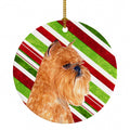 Brussels Griffon Candy Cane Holiday Christmas Ceramic Ornament Christmas Tree Hanging Decorations for Home Christmas Holiday, Party, Gift, 3 in, Multicolor