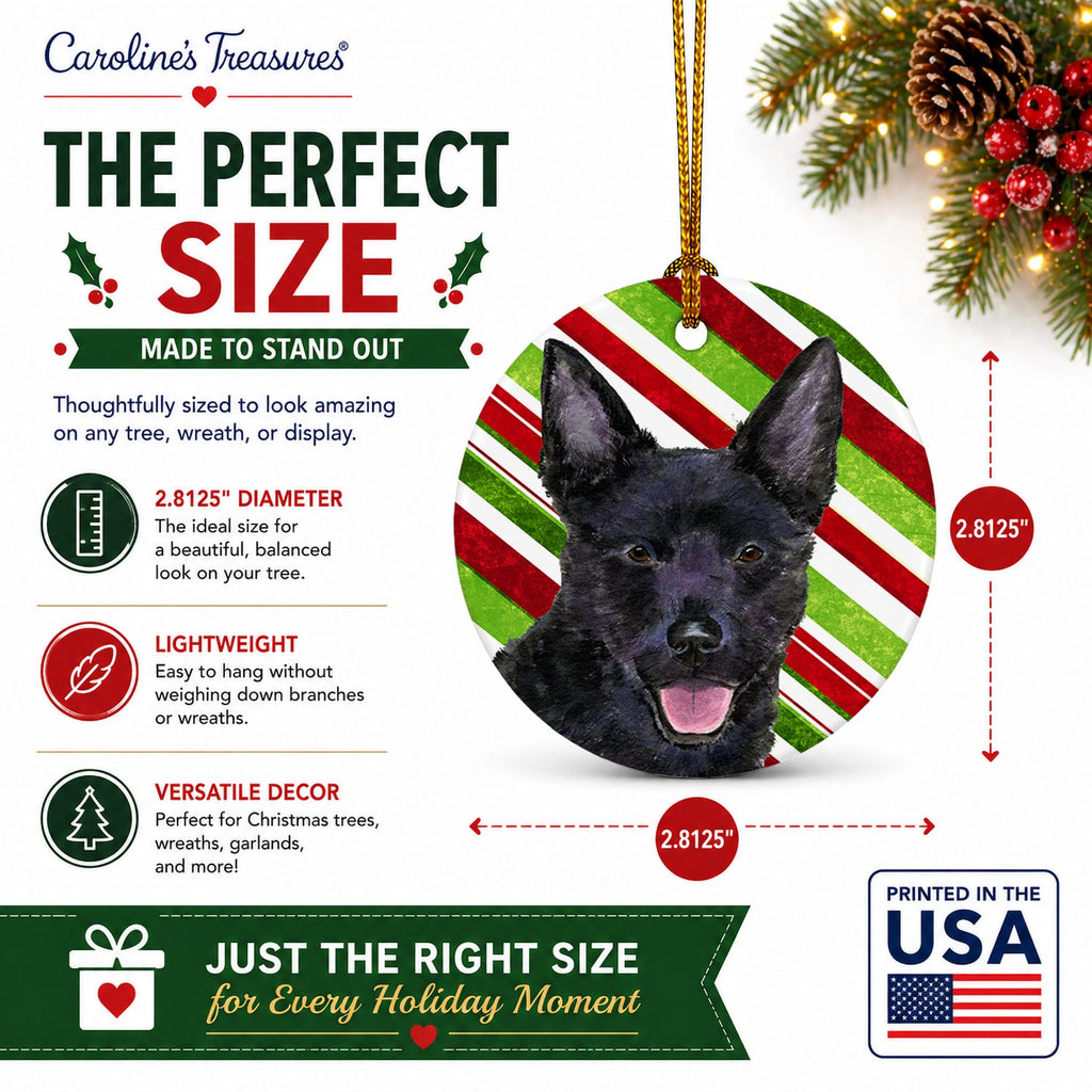 Australian Kelpie Candy Cane Holiday Christmas Ceramic Ornament Christmas Tree Hanging Decorations for Home Christmas Holiday, Party, Gift, 3 in, Multicolor
