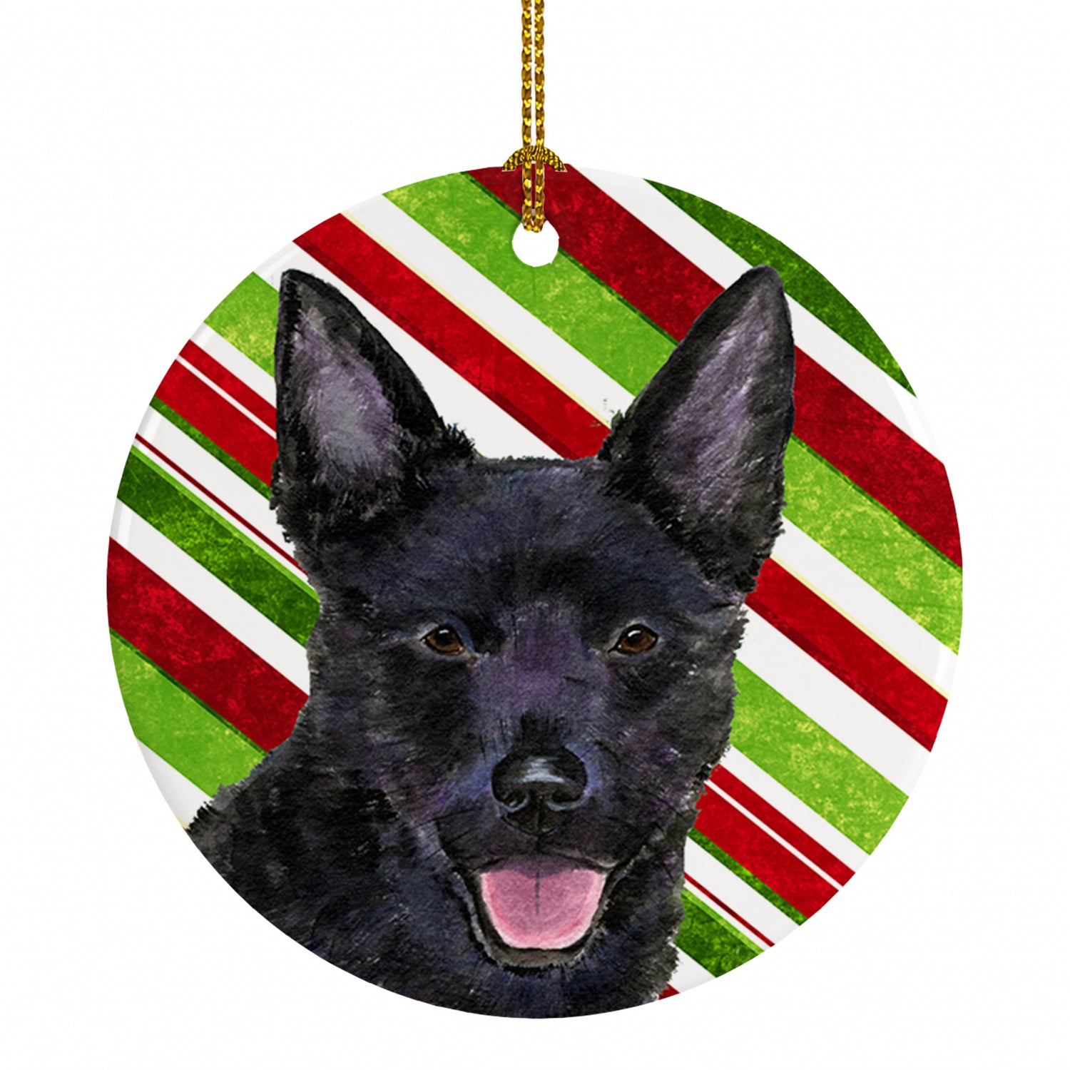 Australian Kelpie Candy Cane Holiday Christmas Ceramic Ornament Christmas Tree Hanging Decorations for Home Christmas Holiday, Party, Gift, 3 in, Multicolor