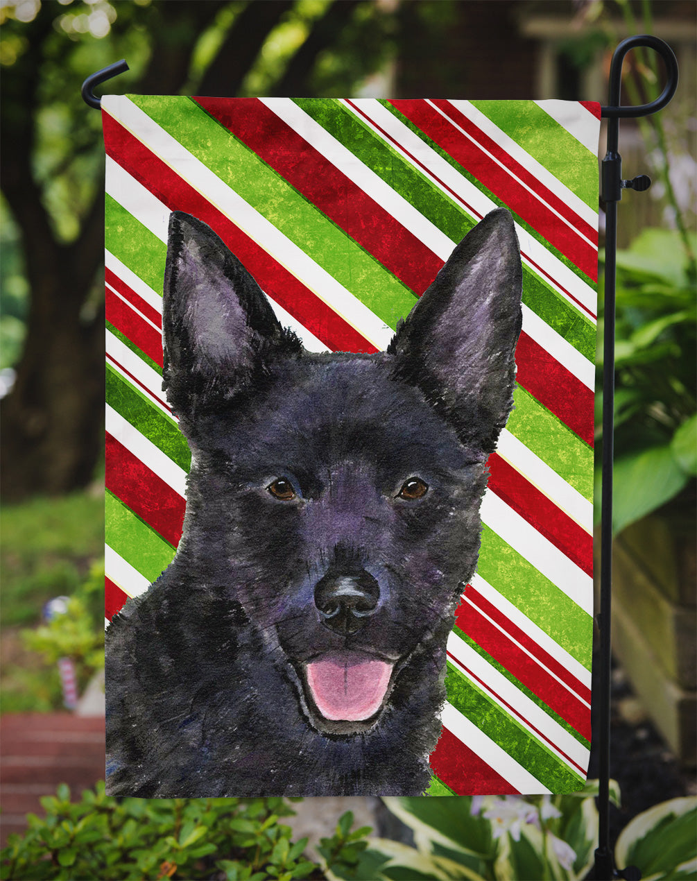 Australian Kelpie Candy Cane Holiday Christmas Garden Flag Mailbox Decorative Yard Banner Outside Patio Artwork for Flower Beds, Garden Size, Multicolor