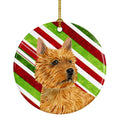 Norwich Terrier Candy Cane Holiday Christmas Ceramic Ornament Christmas Tree Hanging Decorations for Home Christmas Holiday, Party, Gift, 3 in, Multicolor