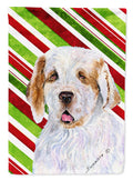 Clumber Spaniel Candy Cane Holiday Christmas Garden Flag Mailbox Decorative Yard Banner Outside Patio Artwork for Flower Beds, Garden Size, Multicolor