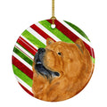 Chow Chow Candy Cane Holiday Christmas Ceramic Ornament Christmas Tree Hanging Decorations for Home Christmas Holiday, Party, Gift, 3 in, Multicolor