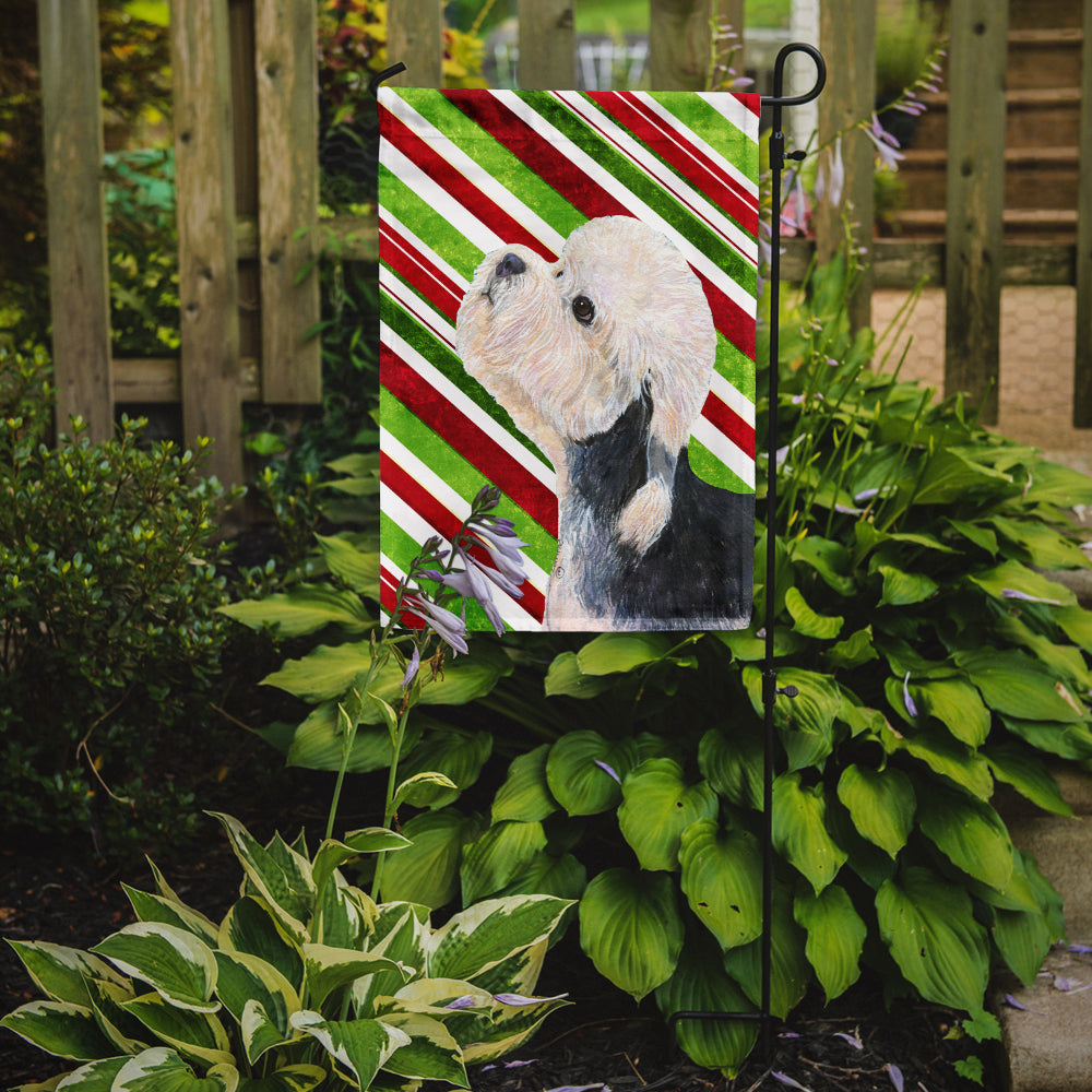 Dandie Dinmont Terrier Candy Cane Holiday Christmas Garden Flag Mailbox Decorative Yard Banner Outside Patio Artwork for Flower Beds, Garden Size, Multicolor