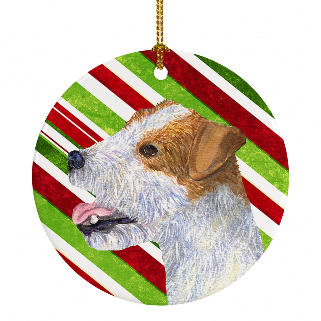 Jack Russell Terrier Candy Cane Holiday Christmas Ceramic Ornament Christmas Tree Hanging Decorations for Home Christmas Holiday, Party, Gift, 3 in, Multicolor