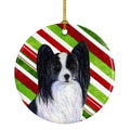 Papillon Candy Cane Holiday Christmas Ceramic Ornament Christmas Tree Hanging Decorations for Home Christmas Holiday, Party, Gift, 3 in, Multicolor