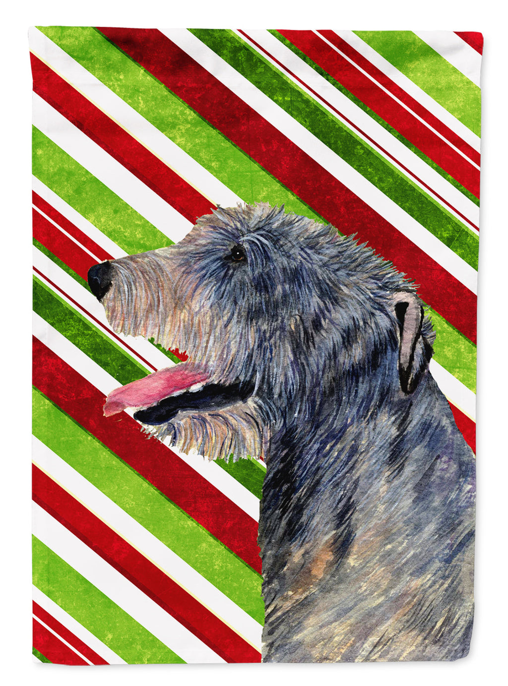 Irish Wolfhound Candy Cane Holiday Christmas Garden Flag Mailbox Decorative Yard Banner Outside Patio Artwork for Flower Beds, Garden Size, Multicolor