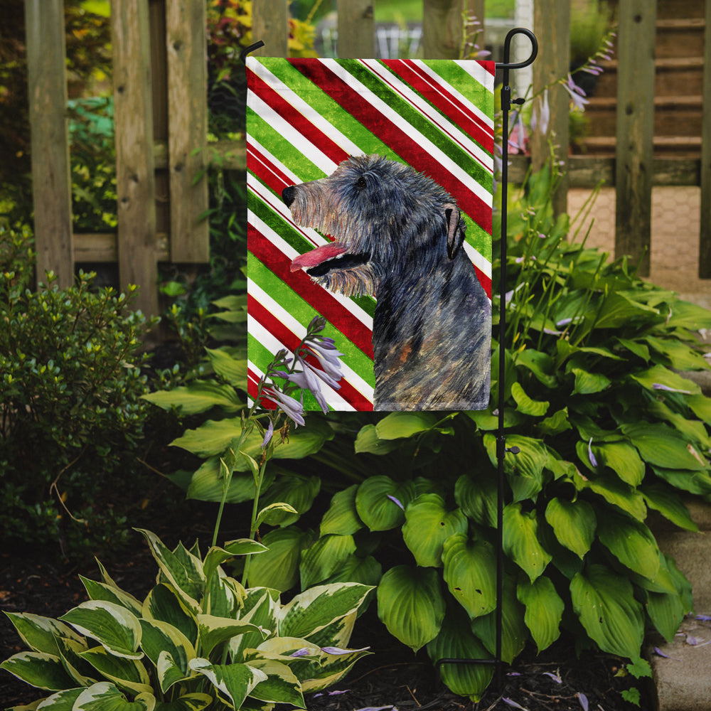 Irish Wolfhound Candy Cane Holiday Christmas Garden Flag Mailbox Decorative Yard Banner Outside Patio Artwork for Flower Beds, Garden Size, Multicolor