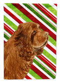 Sussex Spaniel Candy Cane Holiday Christmas Garden Flag Mailbox Decorative Yard Banner Outside Patio Artwork for Flower Beds, Garden Size, Multicolor