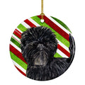 Affenpinscher Candy Cane Holiday Christmas Ceramic Ornament Christmas Tree Hanging Decorations for Home Christmas Holiday, Party, Gift, 3 in, Multicolor