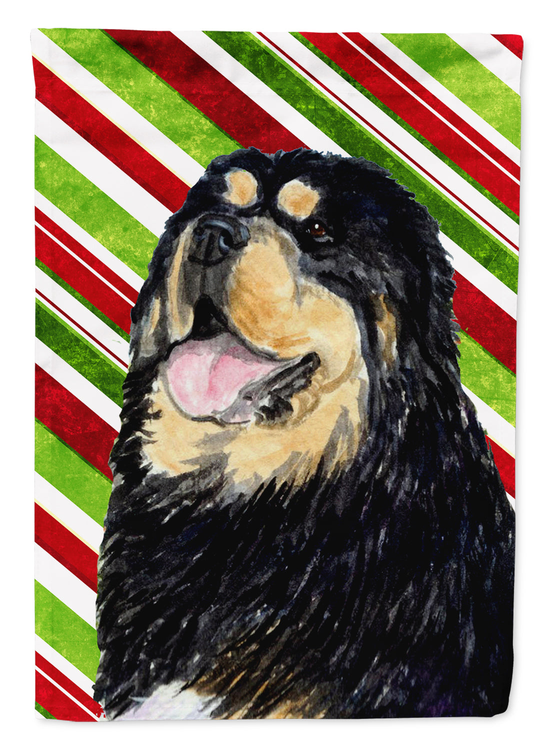 Tibetan Mastiff Candy Cane Holiday Christmas Garden Flag Mailbox Decorative Yard Banner Outside Patio Artwork for Flower Beds, Garden Size, Multicolor