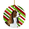 Springer Spaniel Candy Cane Holiday Christmas Ceramic Ornament Christmas Tree Hanging Decorations for Home Christmas Holiday, Party, Gift, 3 in, Multicolor