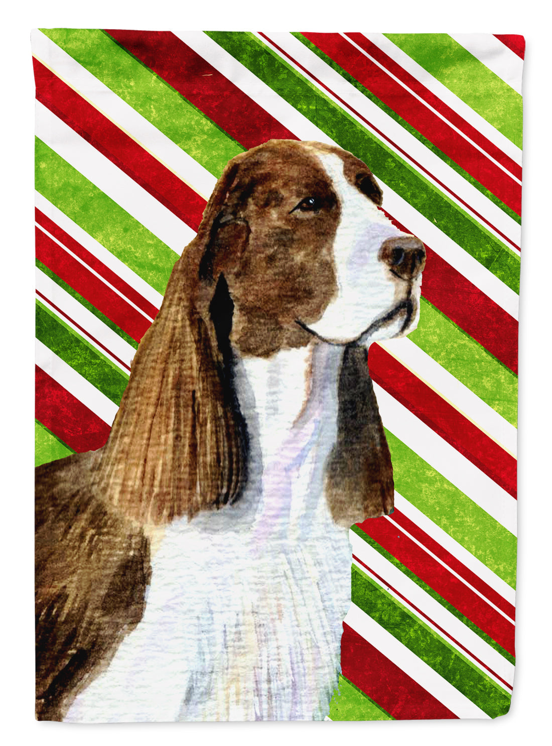 Springer Spaniel Candy Cane Holiday Christmas Garden Flag Mailbox Decorative Yard Banner Outside Patio Artwork for Flower Beds, Garden Size, Multicolor