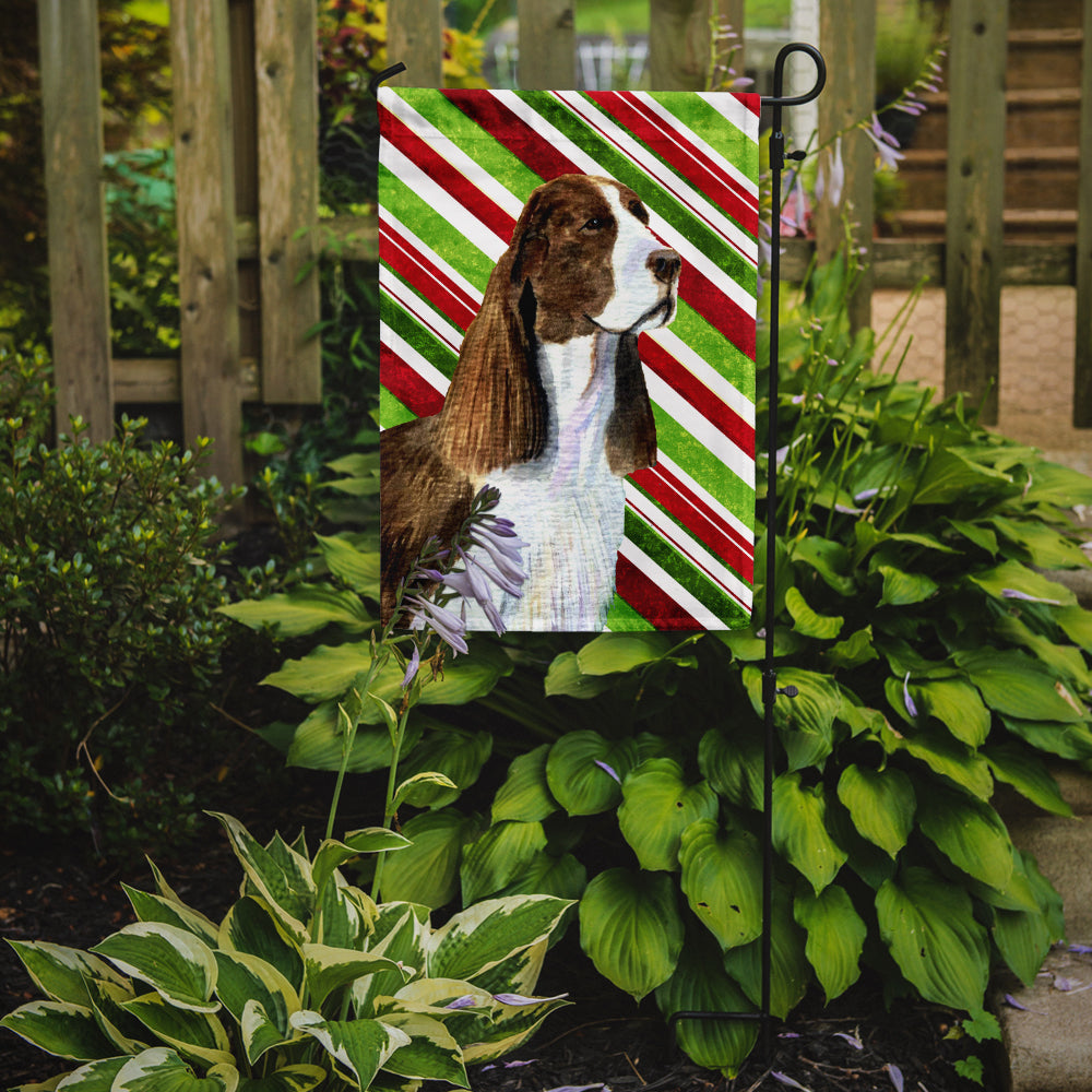 Springer Spaniel Candy Cane Holiday Christmas Garden Flag Mailbox Decorative Yard Banner Outside Patio Artwork for Flower Beds, Garden Size, Multicolor