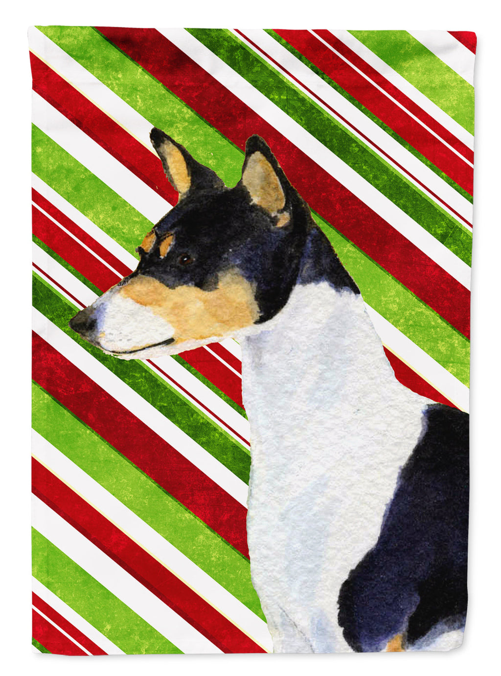 Basenji Candy Cane Holiday Christmas Garden Flag Mailbox Decorative Yard Banner Outside Patio Artwork for Flower Beds, Garden Size, Multicolor