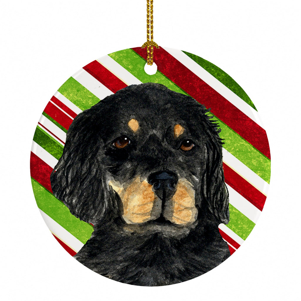 Gordon Setter Candy Cane Holiday Christmas Ceramic Ornament Christmas Tree Hanging Decorations for Home Christmas Holiday, Party, Gift, 3 in, Multicolor