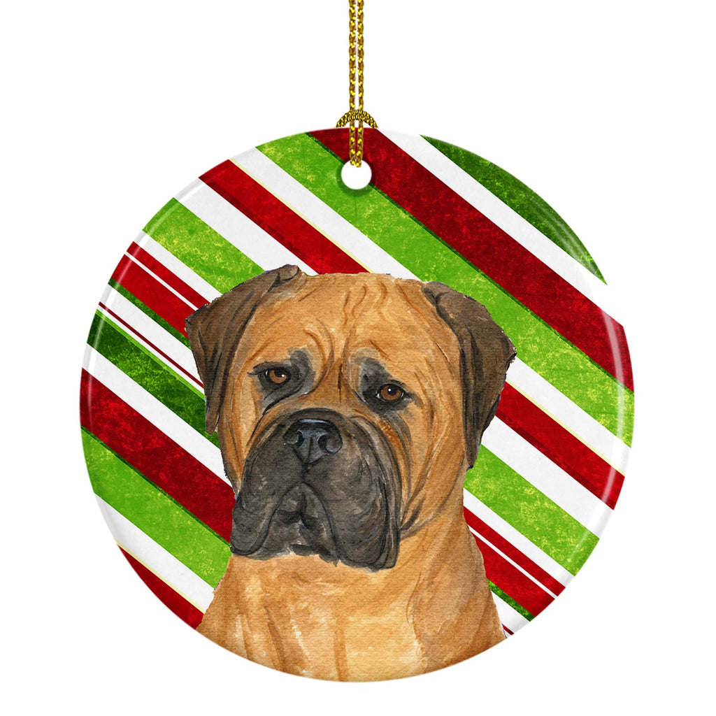 Bullmastiff Candy Cane Holiday Christmas Ceramic Ornament Christmas Tree Hanging Decorations for Home Christmas Holiday, Party, Gift, 3 in, Multicolor