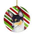 Chihuahua Candy Cane Holiday Christmas Ceramic Ornament Christmas Tree Hanging Decorations for Home Christmas Holiday, Party, Gift, 3 in, Multicolor