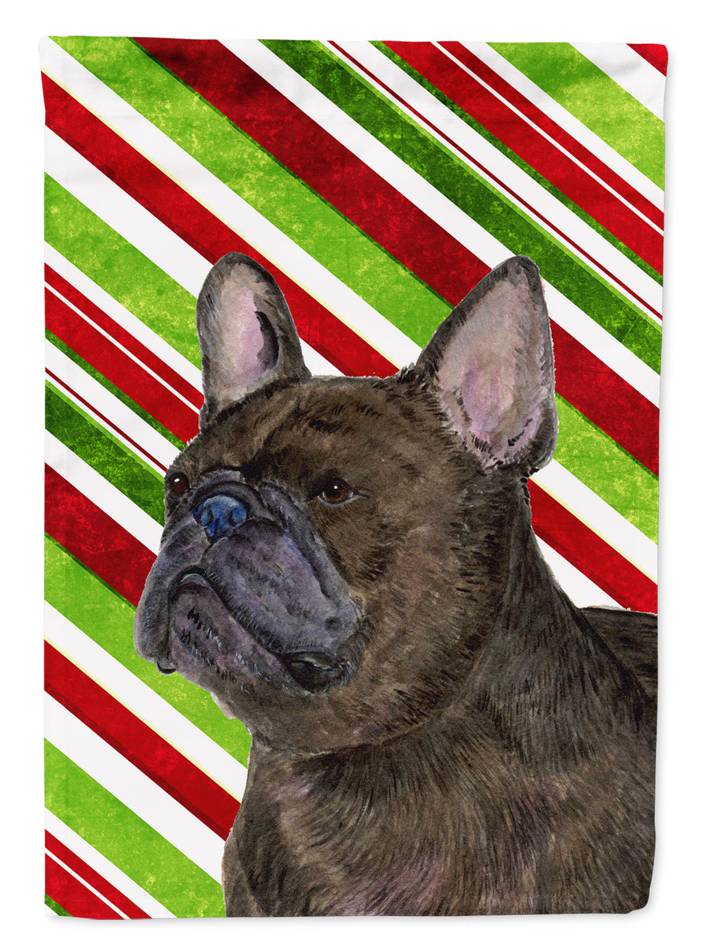 French Bulldog Candy Cane Holiday Christmas Garden Flag Mailbox Decorative Yard Banner Outside Patio Artwork for Flower Beds, Garden Size, Multicolor