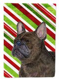 French Bulldog Candy Cane Holiday Christmas Garden Flag Mailbox Decorative Yard Banner Outside Patio Artwork for Flower Beds, Garden Size, Multicolor