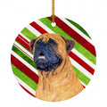 Mastiff Candy Cane Holiday Christmas Ceramic Ornament Christmas Tree Hanging Decorations for Home Christmas Holiday, Party, Gift, 3 in, Multicolor